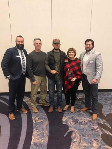 Pictured, from left to right, are Ash Mangham (CEFGA), Mike Carey (Athens Technical College/Hart College and Career Academy Instructor), Johnny Barrientos Valle, Dr. Barara Wall (Deputy Superintendent for Career, Technical, and Agricultural Education at the Georgia Department of Education), and Zach Fields (CEFGA). 