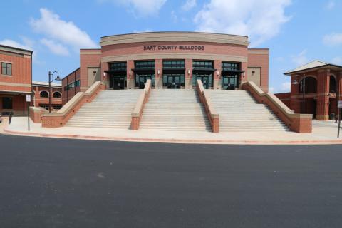 The entrance to the gymnasium of Hart County High School.