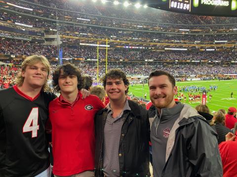 There were several Hartwell residents in attendance Monday for Georgia’s 65-7 thrashing of TCU in the National Championship Game held at Los Angeles’ SoFi Stadium. Pictured above are brothers (L-R) Kip Phillips, Troup Phillips, Crew Phillips and Spooner Phillips.
