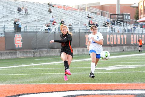 Sophomore forward Channing Segars scores a hat trick versus Towns County Feb.14.