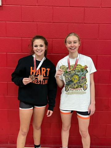 Kaiyln Bowers pictured right placed third as Lexie VanMeter placed first this past Saturday at the Currahee Ladies Tournament at Stephens County High School.