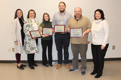 Pictured from left to right are UGA Archway representative Angel Jackson, Hart County Education Foundation Director Bobbie Busha, Hart County Education Foundation President Jessica Seawright, Hart County Charter System Community Relations Director Grayson Williams, Education Foundation Board member Jason Ford, and UGA Archway representative Michelle Elliot.