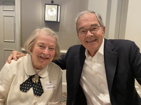 Keynote speaker Billy Payne (left) sat by Mrs. Orlean Castronis, 99, widow, of Coach Mike Castronis.