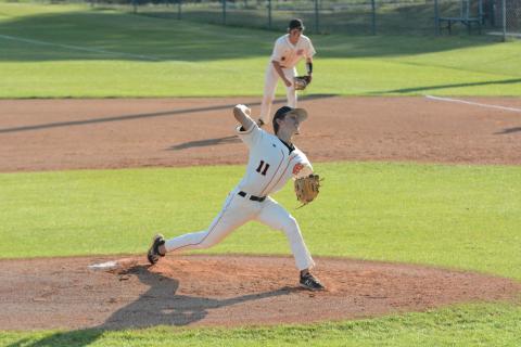 Pictured is senior pitcher Reese Maxwell as he pitched all seven innings and only allowing three runs.