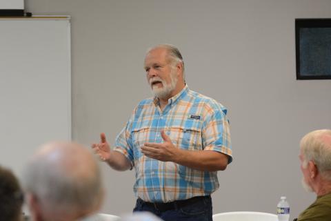 Hart County Commission Chairman Marshall Sayer spoke to the Hart County Property Owners Association Monday night. Sayer brought up the topic of a transportation special purpose local option sales tax that would help pave county roads. 