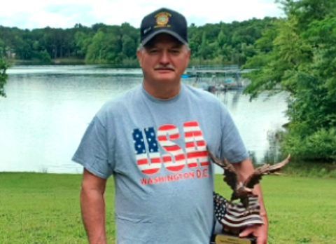 Hartwell VFW Post 8076 was recognized as the top post of the NEGA district for the second quarter of 2023 at the recent district meeting in Cumming, Ga.  An impressive eagle trophy is on display at the post. Commander Ricky Sykes holds the trophy with a view of the lake behind the Post.