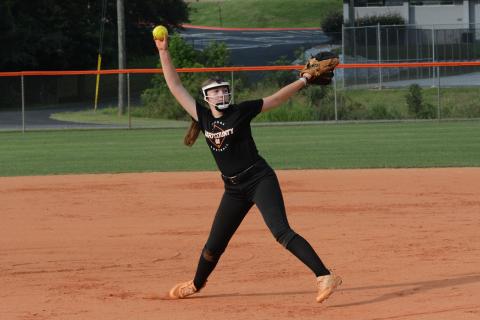 Freshman pitcher MaryBeth White winds up to deliver the pitch during a summer practice.