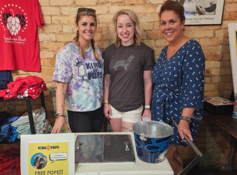 Southern Hart Brewery hosted an event to help raise $7,800 for the Northeast Georgia Animal Shelter. Donations made by individuals and businesses, coupled with the fundraiser have been held with hopes of additional funds to continue. Pictured from left are Kathleen Harvin, Anna Marie Wright and Debbie Henry.