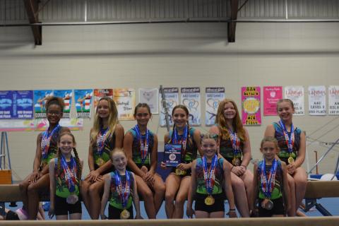 Pictured is the Hartwell Twisters first and second place finishers at the AAU Gymnastics National Championship that was held in Orlando, FL on July 1. First row from left to right: Kennedi Pennington, Tristyn Thompson, Gracen McAdams, and Emma Kale Garland. Second row from left to right is Cheyenne Rucker, Julianne Bond, Maci Dudley, Madalyn Dault, Chastyn Haney, and Charley Lloyd. Not pictured is Adrianna Pennington.
