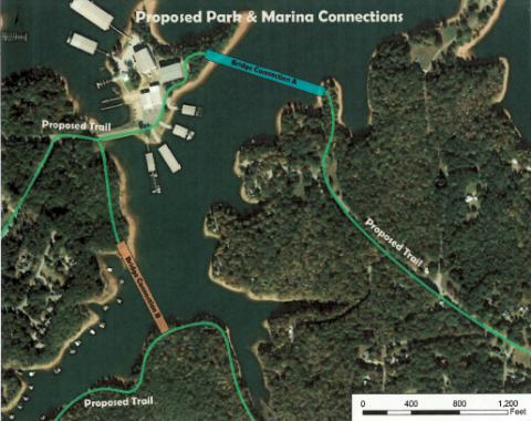 (Rendering submitted) The City of Hartwell was awarded a $10,000 grant from the Richard King Mellon Foundation through the Outdoor Recreation Roundtable to help kickstart the launch of a trail connecting downtown to Lake Hartwell as well as a plaque marking the trail. The plaque will celebrate Nancy Hart, the namesake of the county, as well as the historical significance of the region to the The trail is part of a proposed regional trail system, through a partnership with Hart Archway Partnership that would