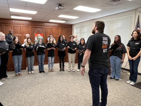 The Hart County High School Chamber Choir performs the Star Spangled Banner in remembrance of 9/11.