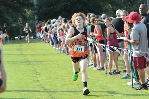 Junior Kaiden Carter hit his personal record time of 19:42 Sept. 16 at the North Georgia Cross Country Invitational.