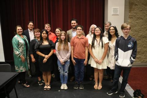 Pictured are the 2023 REACH Hart scholars alongside the program’s community sponsors who were recognized at the signing ceremony. Pictured, from left to right, are OneHartBeat Foundation Director Bobbie Busha, Kennon Keiser, Becky Loggins, Geraldine Vera Saldana, Rotary Club of Hartwell representative Jeff Loggins, South State Bank representative Kayla Poole, Deborah Ingram, Oglethorpe Power representative Davis Warnell, Jorge Aguilar, Hart Telephone Company representative Wyndee McKinnon, Adriana Perez-Lop