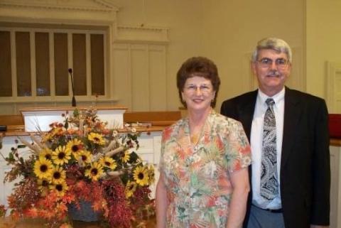 Judy Burdette with her husband Larry at the Bowersville Baptist Church 