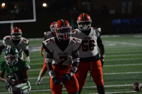 Nori Moore, also known as “Duke”, scores five rushing touchdowns in the 40-14 road win over the Lions of Franklin County, to give Hart County its first region win of the season Sept. 29.