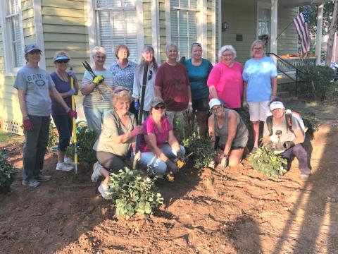Pine Tree Garden Club members transforming Historical Society landscaping 