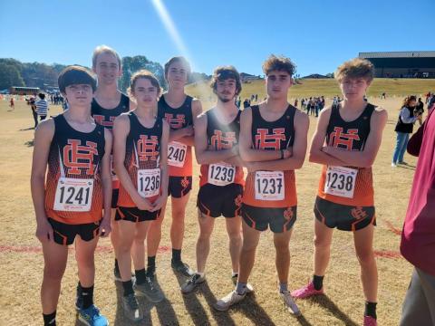 Pictured is the boys cross country team. From left is  Sevyn Singleton, Will Bell, Damian Childres, Zach Simmons, Donavin Layman, Nate Harris, and Braydon Lane.