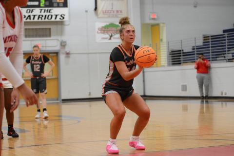 Senior point guard Dakota Phillips sinks a free throw in the scrimmage win over the Lady Patriots of Oglethorpe County on Nov. 9.