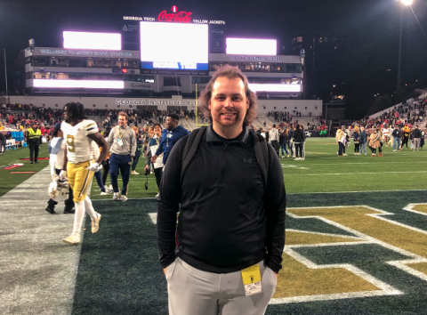 Benjamin London down on the sidelines of Bobby Dodd Stadium after the 31-23 loss to Georgia on Nov. 25.
