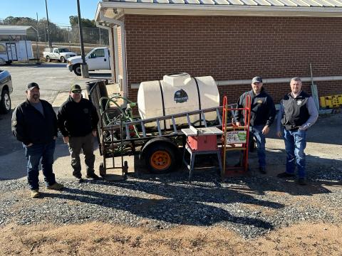 Hart County deputies pose in front of a hydroseeder seized Dec. 7.