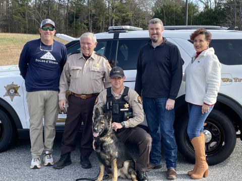 Pictured in the middle is the Hart County Sheriff's Office's new K9 Jax.