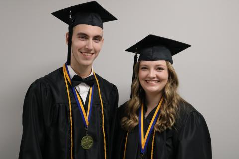 Bowersville native Kaleigh Nichole Fowler (right) served as the co-valedictorian with George Nathan Perkins of Cornelia during Emmanuel University’s Fall Commencement. 