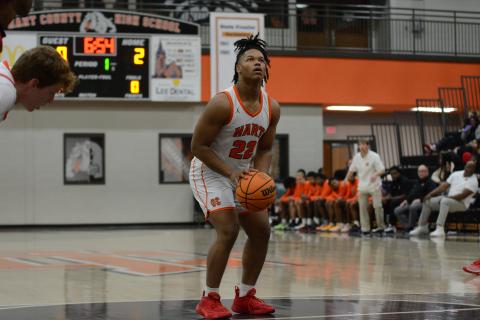 Pictured is senior forward Micah Reese who recorded a double-double.