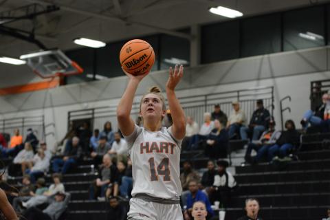 Senior guard Dakota Phillips led the Lady Dogs in scoring with 26 points as she helps Hart capture their first win of the new year over the Lady Gladiators of Clarke Central, 63-27.