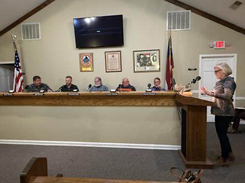 Nancy Evans speaks to the Board of Commissioners during public comment Jan. 23. 