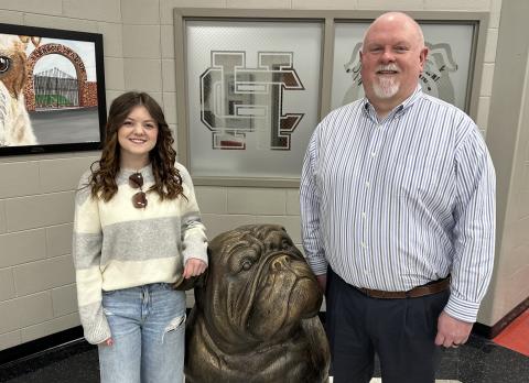 HCHS senior Isabella Chitwood (left) and Dr. Michael Edwards (right) were named STAR student and teacher respectively by the Professional Association of Georgia Educators. 