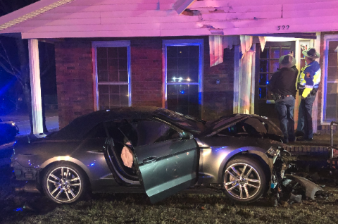 Hart County Deputies chased a stolen Ford Mustang through downtown Hartwell before it lost control and crashed into the Berelc Law Firm 