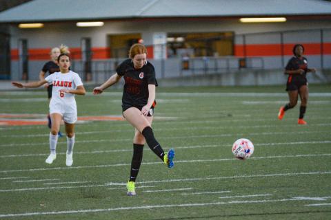 Pictured is junior forward Channing Segars as she scored a double hat trick against Rabun County in the 8-3 home win Feb. 13.