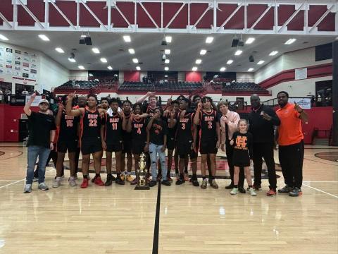 The Hart County High School boys basketball team pulled off the upset over No. 2 ranked Hebron Christian to capture the 2023-2024 Region 8-AAA Championship on Feb. 16, 59-53.