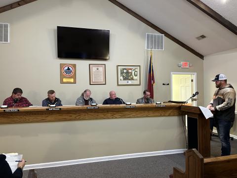 Kyle Whalen speaking before the Board of Commissioners on Monday evening. 