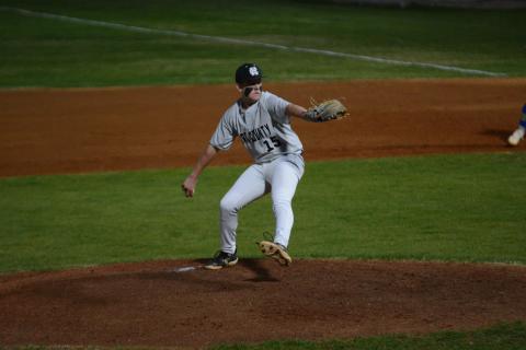 Freshman pitcher Landry Carter pitched a no hit third inning in the 15-3 home loss to Washington-Wilkes on Feb. 27. 