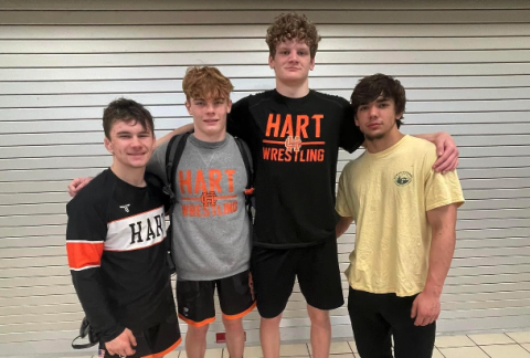 Pictured are the four boys who placed in the Top Six at Sectionals to advance to state in Macon. From left is AJ Smith, Harrison Krause, Ethan Stovall, and Peyton White. 