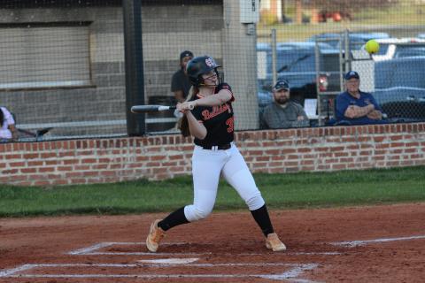 Senior outfielder Allie O’Bannon keeps her eyes on the ball during their home opener on March 7.