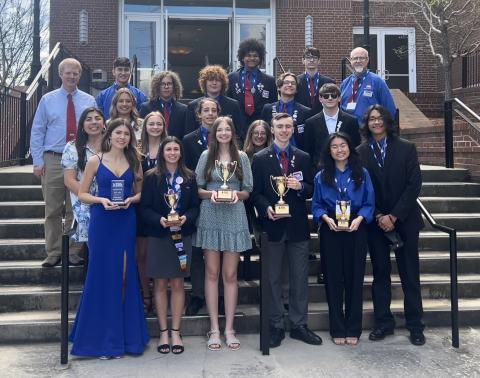 HCHS TSA - Pictured are the HCHS TSA members from left to right. Front row Melody Blomberg, Alissa Eitel, Zoey Heard, Sawyer Strickland, Catherine Nguyen, Gael Albarran, second row, Lexie Wheless, Landry Milner, Jonas Leard, Kylie Osborne, Benjamin Westmaas, third row, Adah Grace Johnson, George Waters, Brodie McDuffie, Riley Gaines, advisor Marvin McDuffie, back row, advisor Rob Elliot, Will Mancini, William Humphrey, and Torin McCurley.