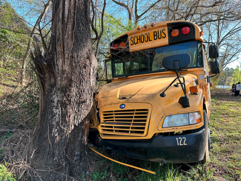 A bus of students from North Hart Elementary crashed into a tree on Harbor Light Marina Rd. March 19. 