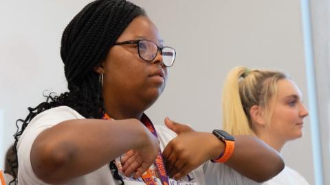 Hartwell’s Taylor Freeman became the first student to complete an American Sign Language course at Clemson University. Photo by Clemson News