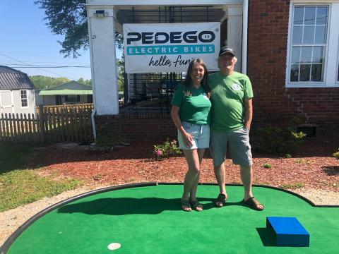 Owners Paul and Renee Chamley opened Pedals and Putts to the public April 4 at 64 W. Howell St. in Hartwell.
