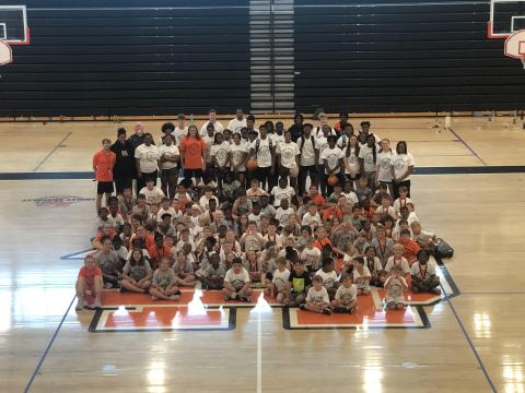 Pictured are the 138 campers plus current and former players and coaches who helped serve at the 2024 Bulldog Basketball Camp at Hart County High School on May 28-30.