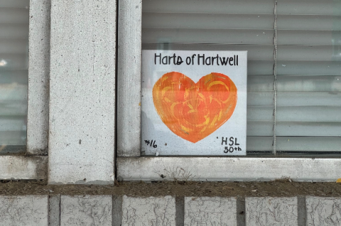 The Harts of Hartwell scavenger hunt takes place throughout the month of June. Seen here is the display in the window of The Hartwell Sun.  