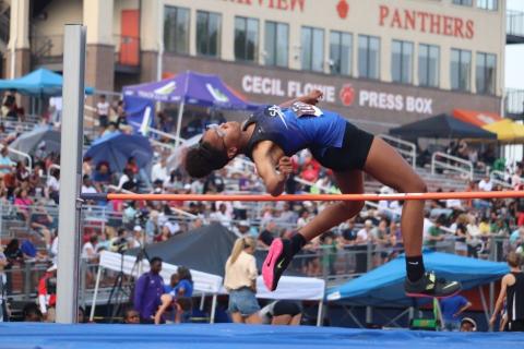 Rising HCMS eight grader Cheyenne Rucker competes in a high jump event this year.