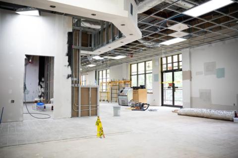 Construction continues on TFC’s new Screaming Eagle Cafe which will open for students this fall. 