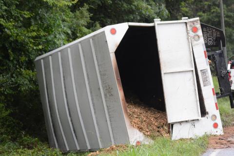 On July 29, the Georgia State Patrol and local first responders were called to a single car accident on Mt. Olivet Rd. in Hart County where a truck pulling a wood chipper ran off the road. 