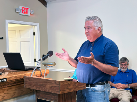 Hart County GOP vice-chair Matt Denton addresses T-SPLOST during the BOC meeting July 9. 