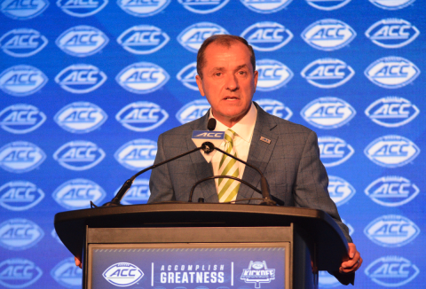 ACC Commissioner Jim Phillips addressing the media at ACC Kickoff on July 22. Photo by Benjamin London