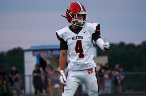 Senior wide receiver Pearce Mewborn awaits the snap during the 2023 game against Apalachee. Photo by Lexie Wheless