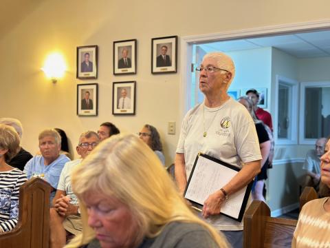 Cherry Reeve, Board member for the Northeast Georgia Animal Shelter, speaking at the BOC meeting Tuesday night.